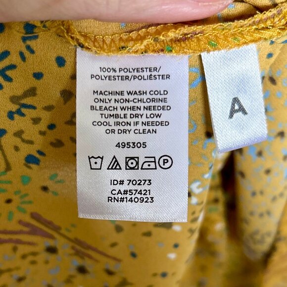 LOFT Harvest Yellow Floral Belted Wrap Blouse V Neck Long Sleeve Womens Size Med - Picture 10 of 11